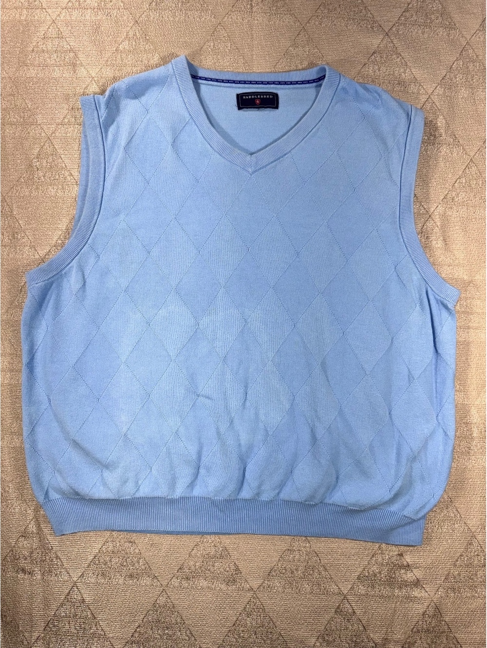 Saddlebred Light Blue V-Neck Sleeveless Sweater Vest Size Large